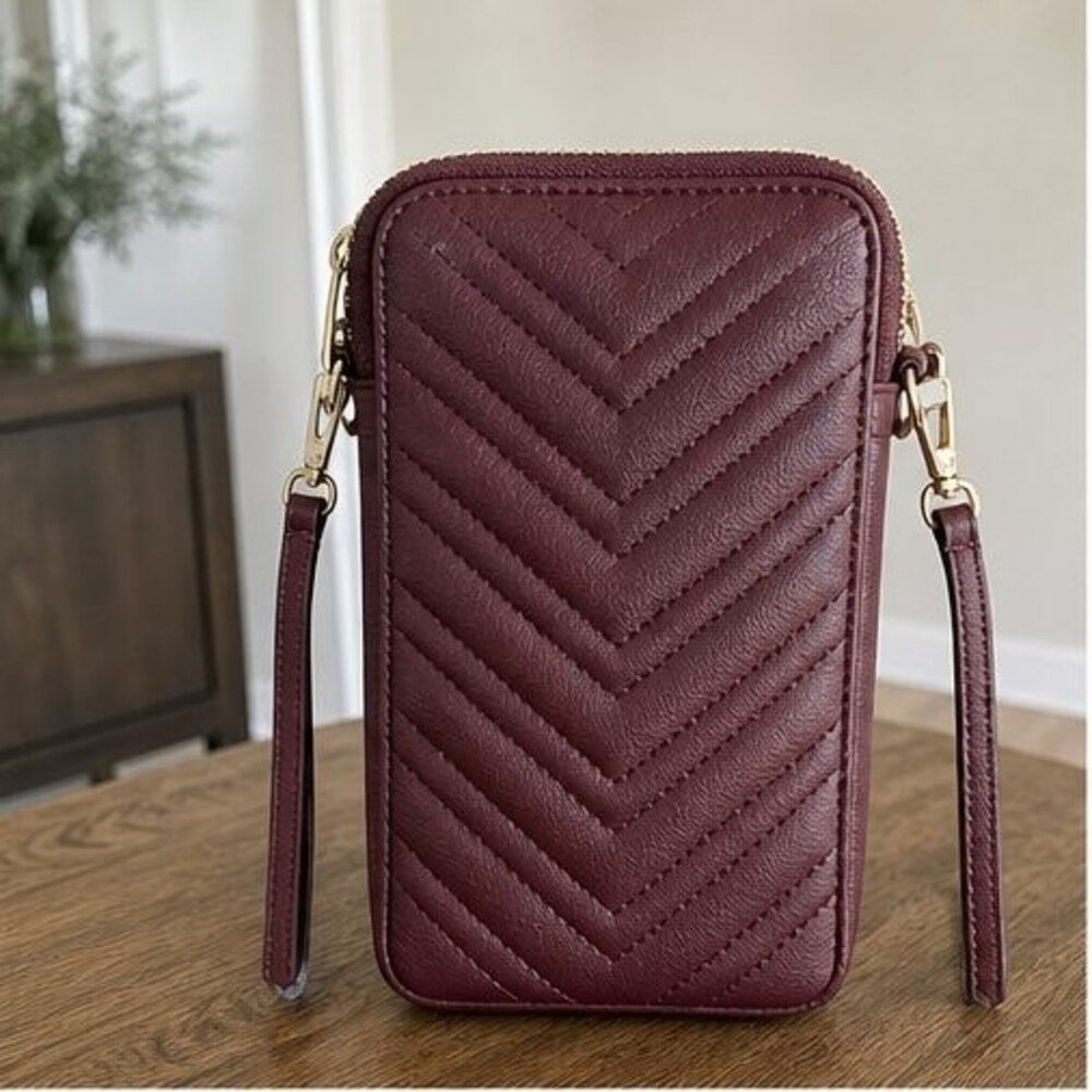 Burgundy Quilted Crossbody Bag